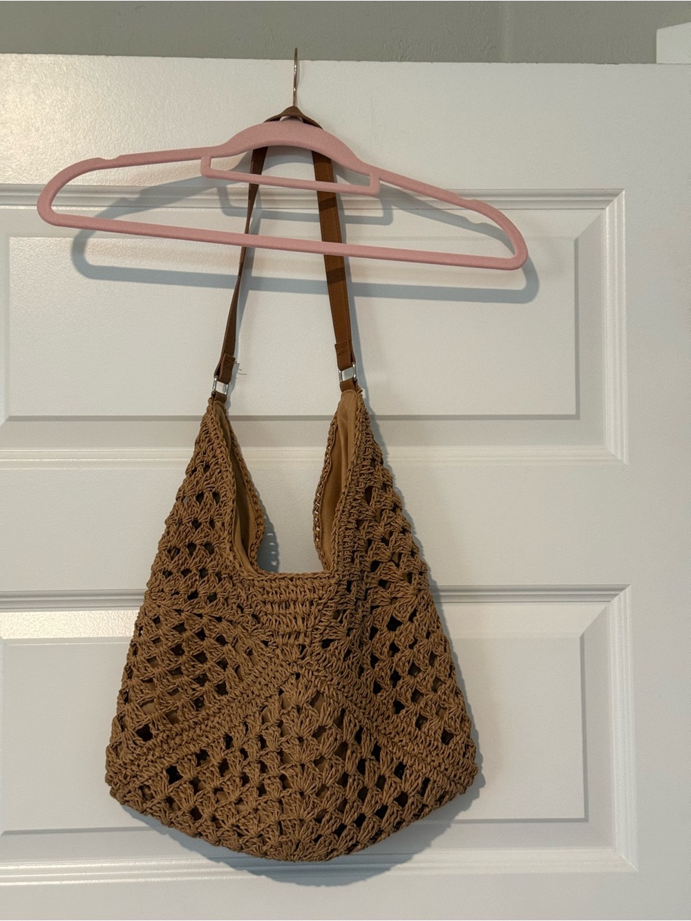 SHEIN Brown Handwoven Crochet Shoulder Bag
